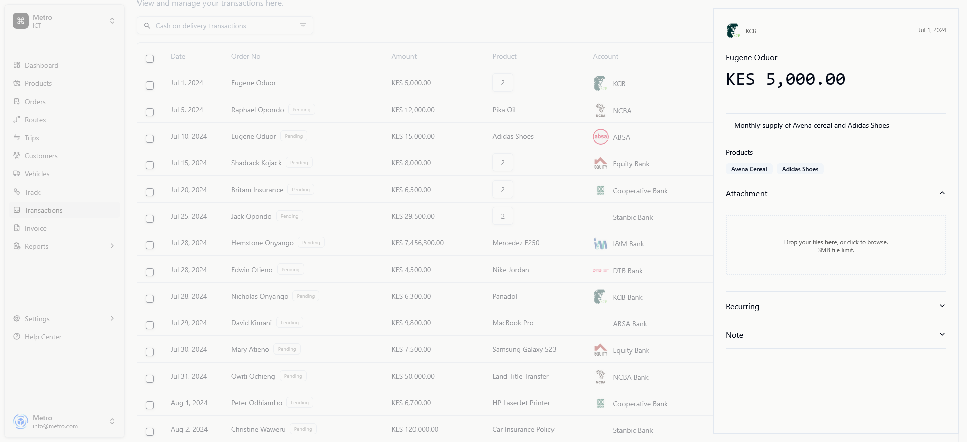 Transactions Interface
